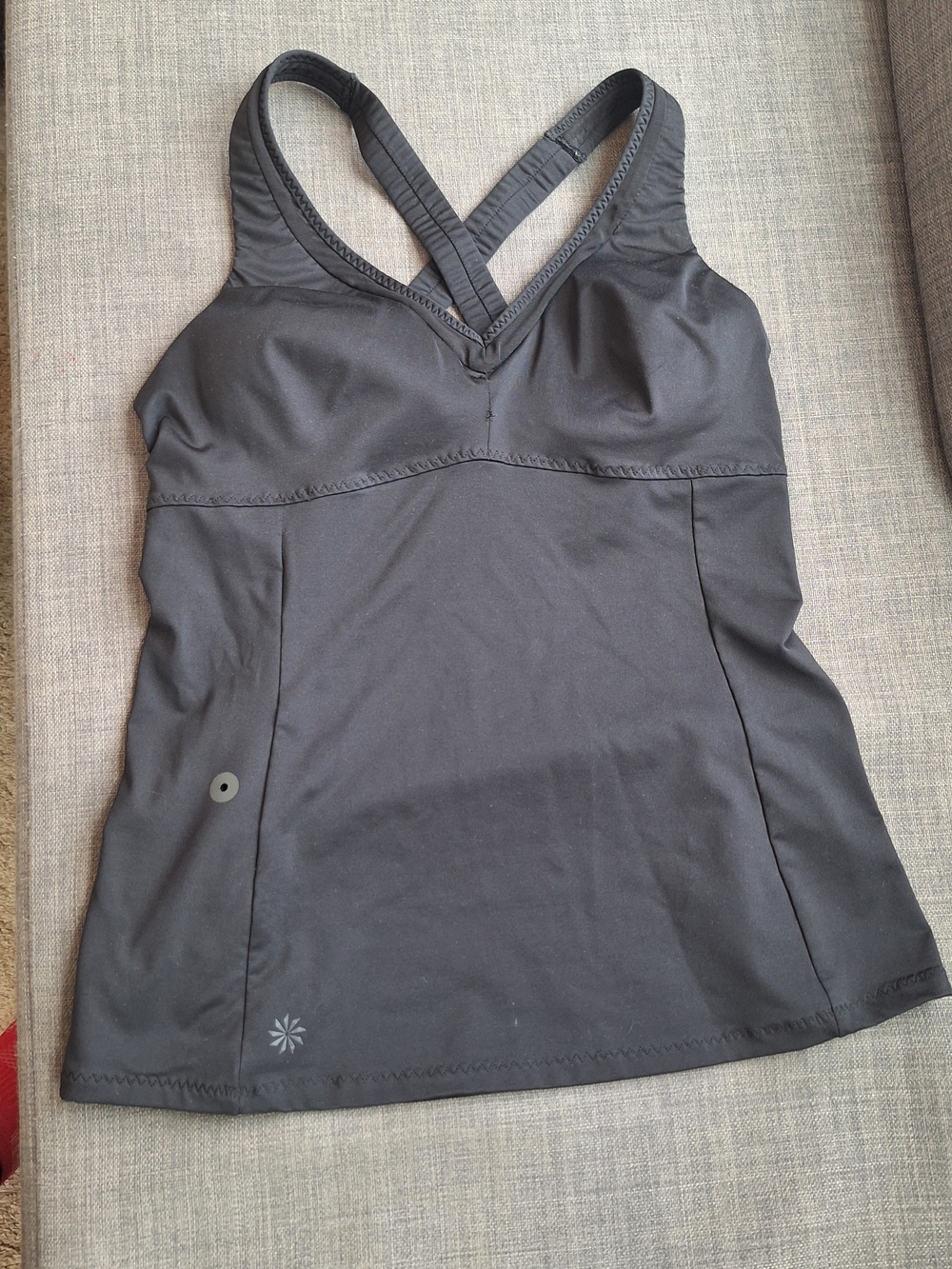 Athleta Black V-Neck Crisscross Sport Tank